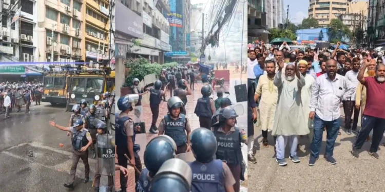 মতিঝিলে ইসলামী ব্যাংকের সামনে গ্রাহক-পুলিশ সংঘর্ষ